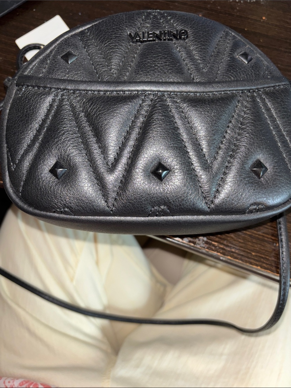Valentino Black Quilted Studded Leather Crossbody